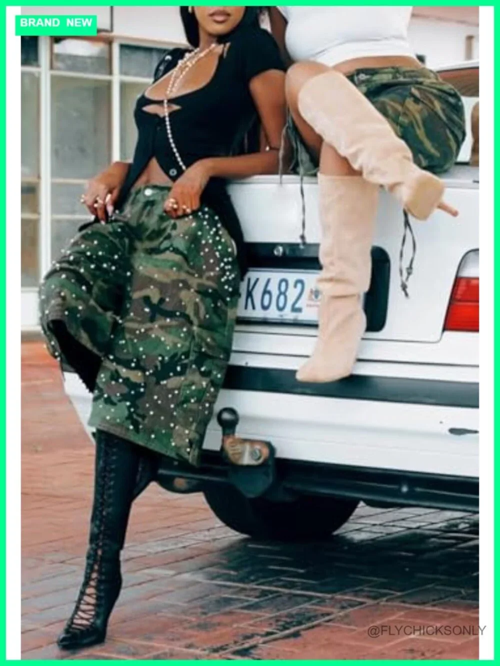 Camo Cargo Denim Shorts High Waisted Baggy Wide Leg Jorts with Pockets
